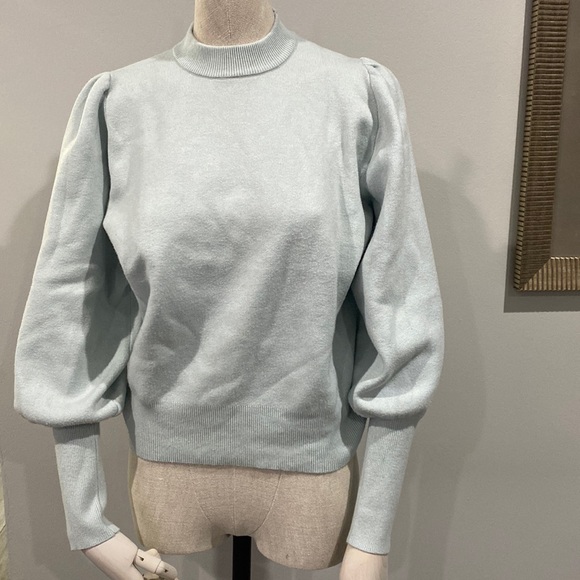 ZARA Light Blue Puffy Ballon Long Sleeves Cowl Neck Sweater Medium